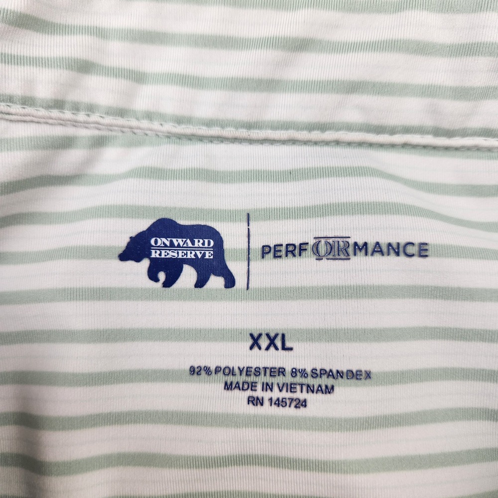 Onward Reserve Performance Polo Mens XXL‎ Sage Green White Striped Golf Shirt - Picture 2 of 6